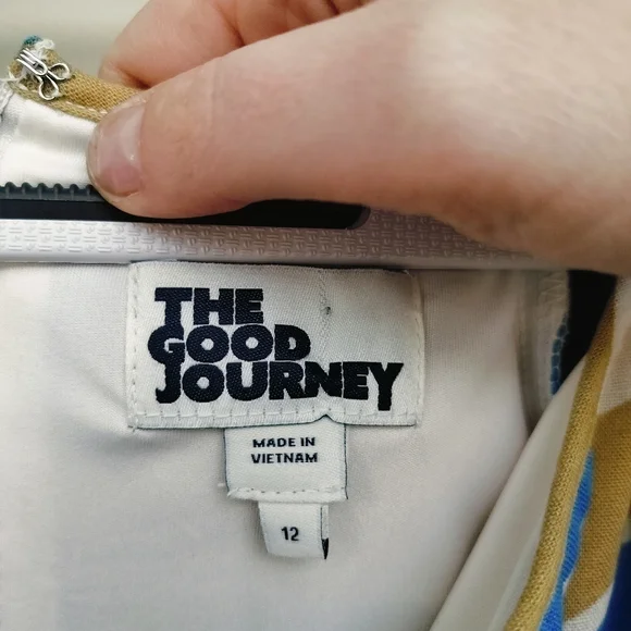 The Good Journey Short Sleeve Striped Mini Dress Blue and Yellow Size 12 - Picture 4 of 8